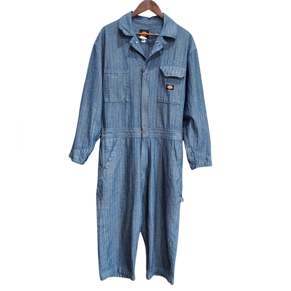 Dickies Fisher Stripe Cotton Coveralls Workwear Utility - Picture 1 of 15